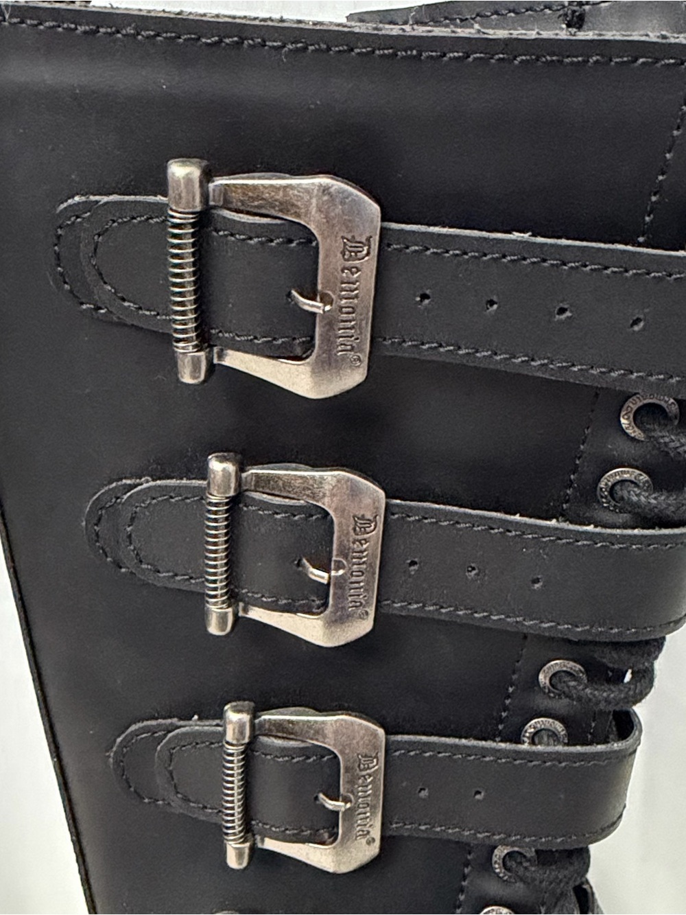Demonia Bolt-425 Black Vegan Leather Combat Boots Womens Size 9 Punk Grunge - Picture 2 of 13